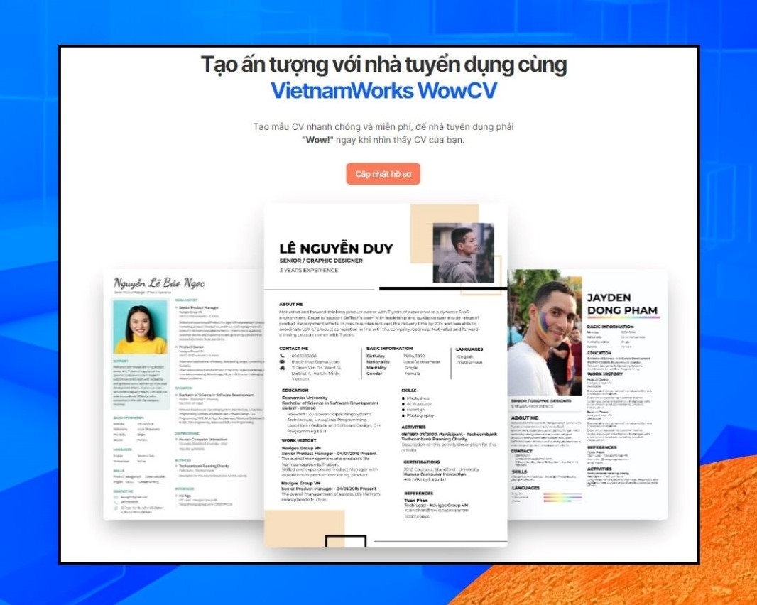 Công cụ chỉnh sửa CV - WowCV trên VietnamWorks.com
